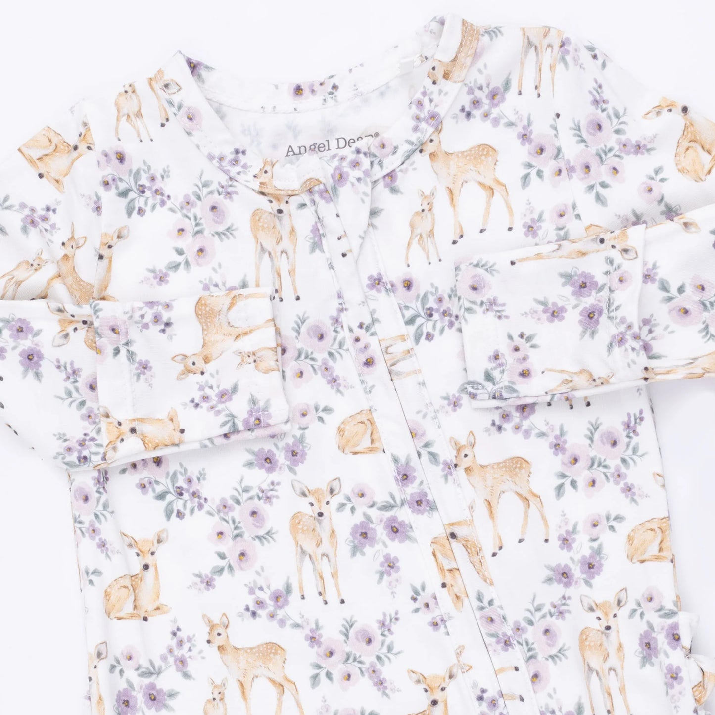 Floral Deer 2 Way Ruffle Back Zipper Footie