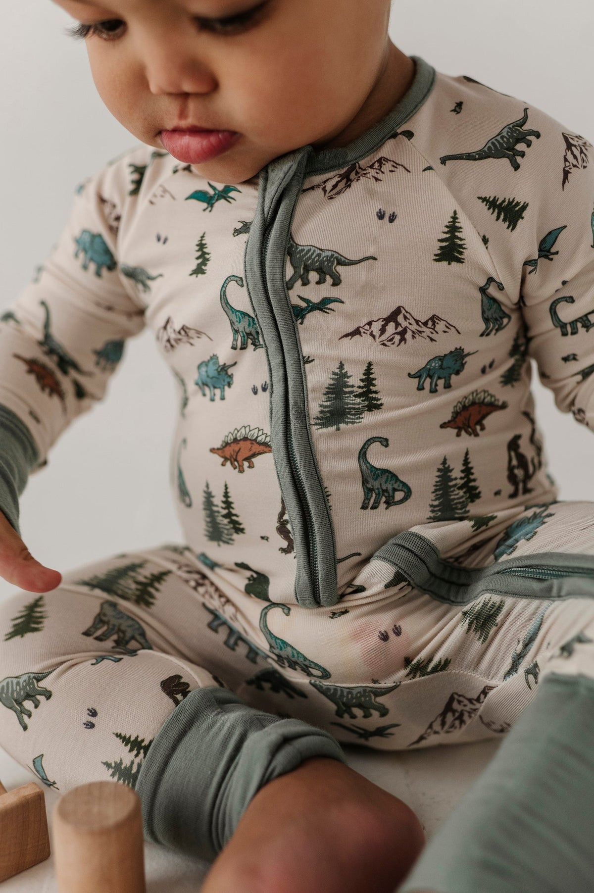 Long Sleeve Zip Romper Dino Land