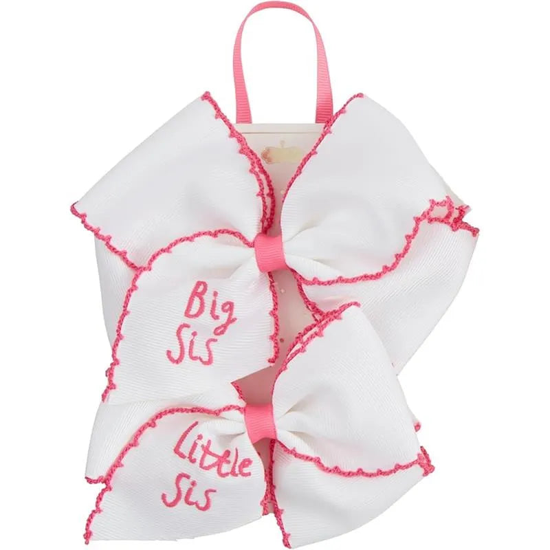Big Sister & Little Sister White Bow & Headband Set
