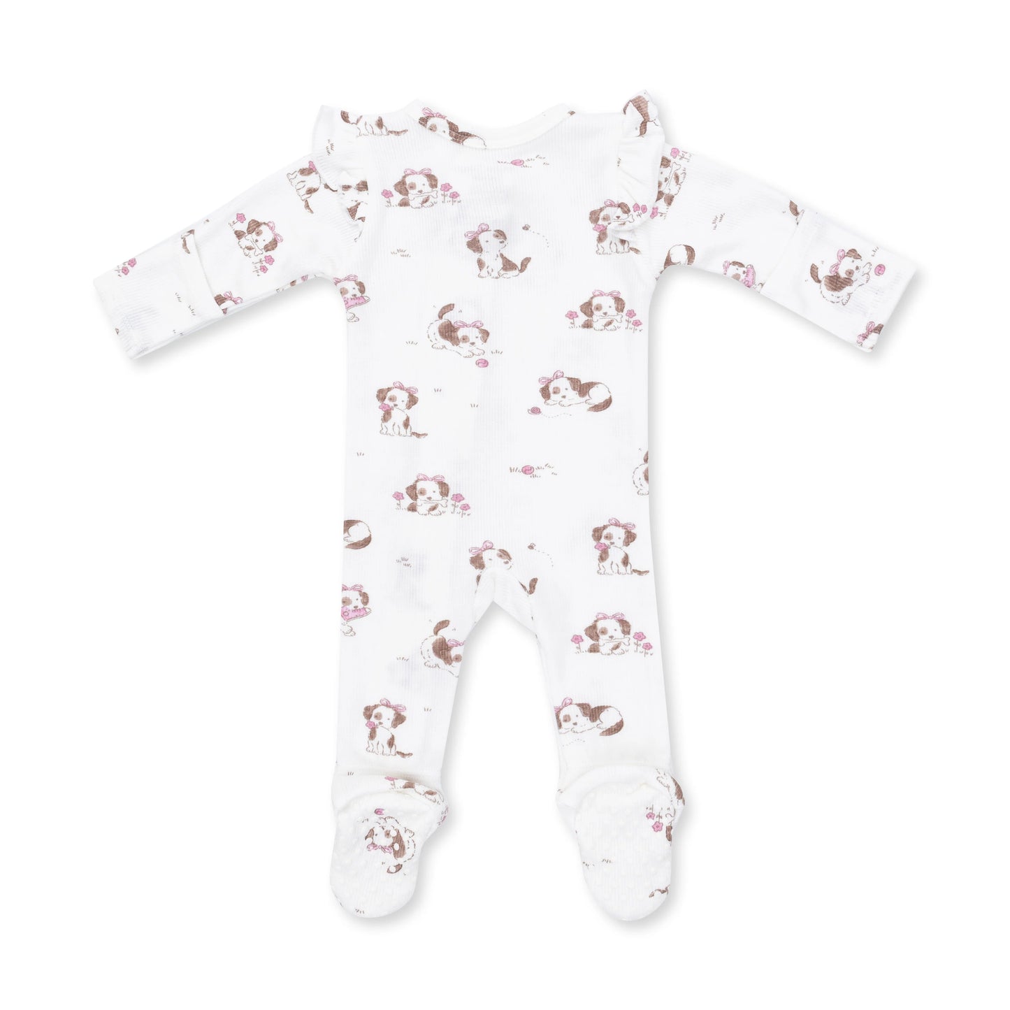 Explorer Puppy Pink 2 Way Ruffle Sleeve Zipper Footie