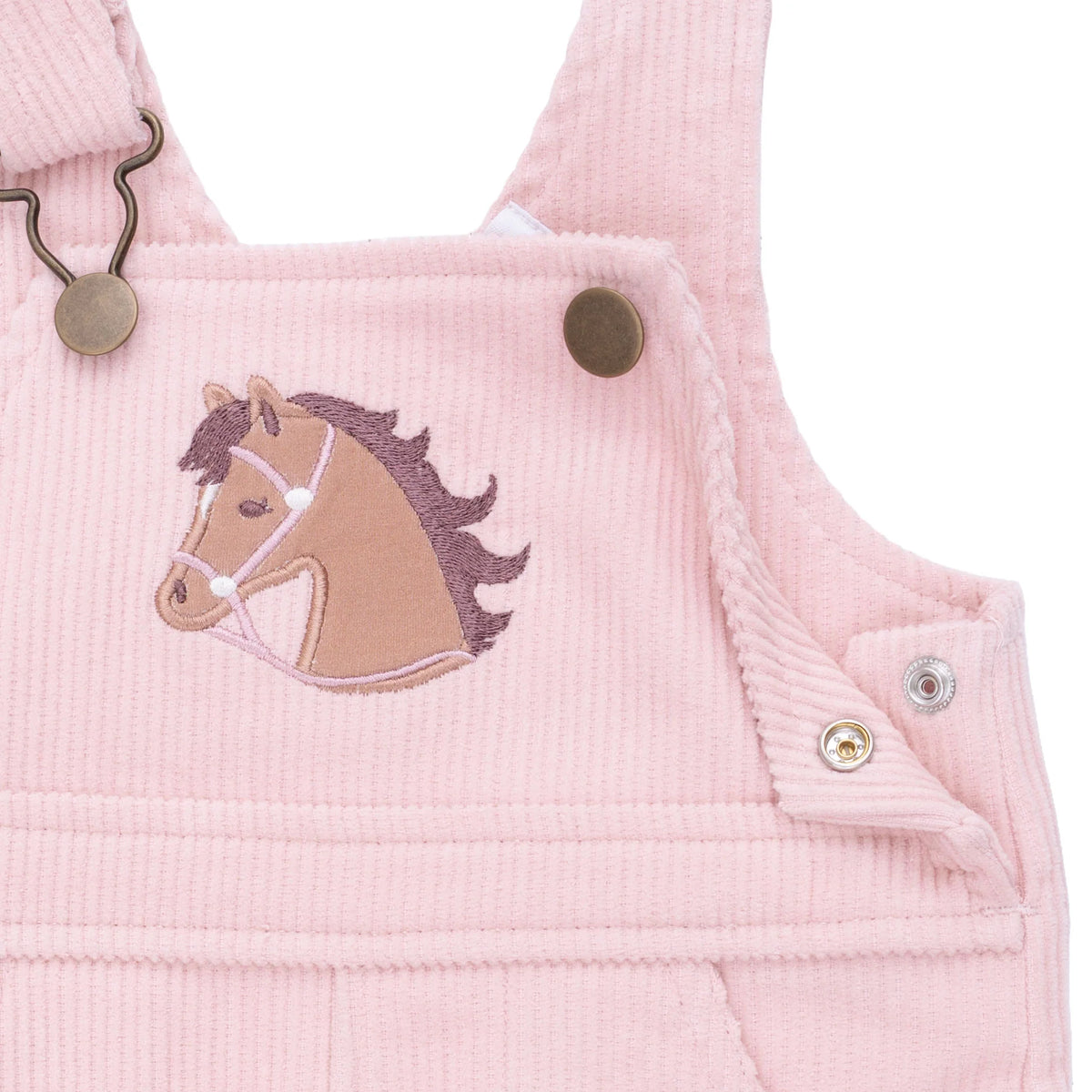 Veiled Pink Corduroy Uni Old School Overall With Horse Applique