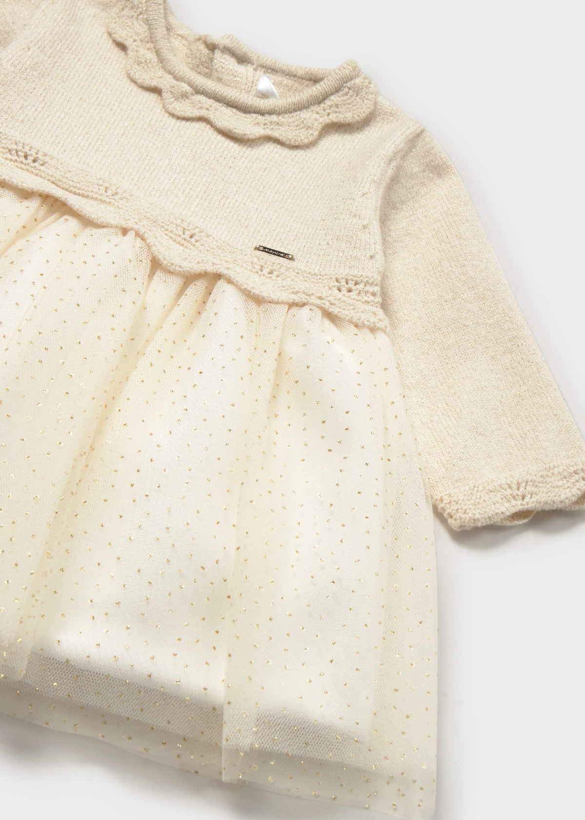 Cream Knit Tulle Dress
