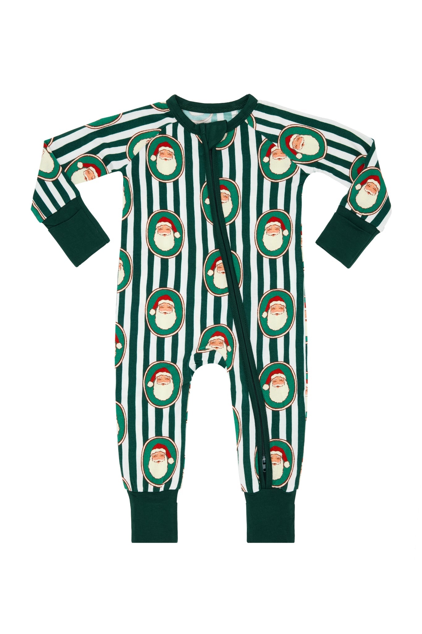 Green Santa Claus Lane Zipper Romper