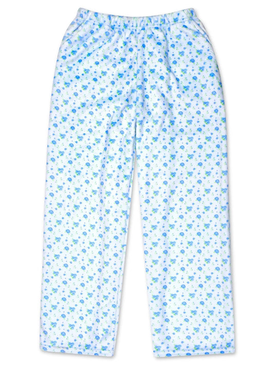 Blue Ditsy Plush Pants