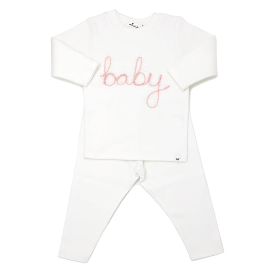 Oh Baby! "Baby" Pink Sparkle 2pc Set - Cream