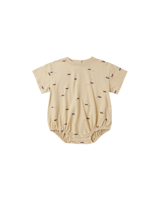 Relaxed Bubble Romper || Sailboats