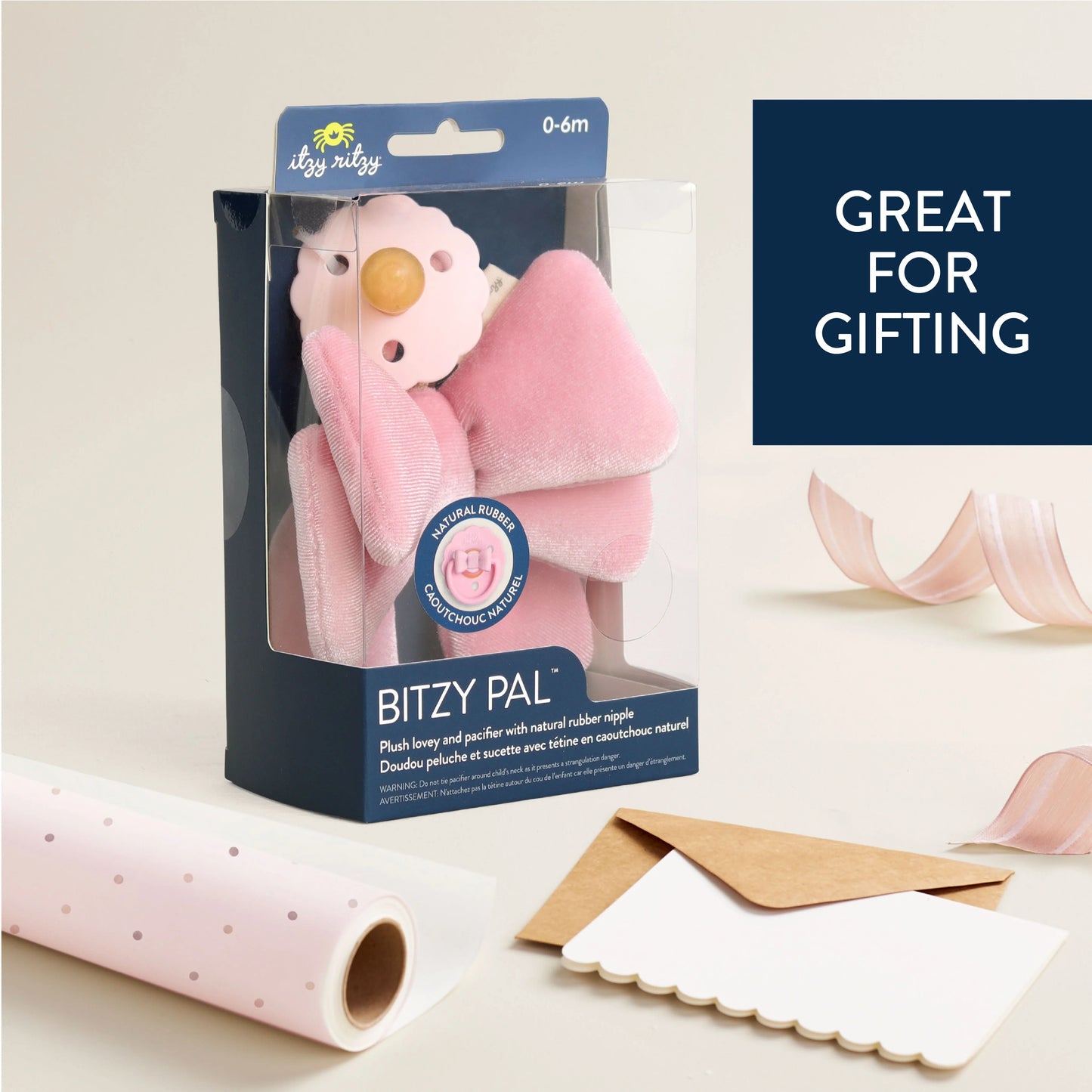 Bow Bitzy Pal Natural Rubber Pacifier & Plush