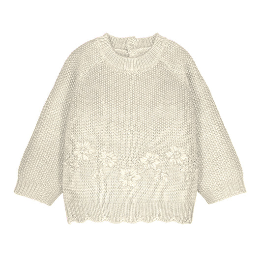 Cream Floral Appliqué Sweater