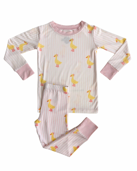 Pink Stripe Ducks Two Piece Set