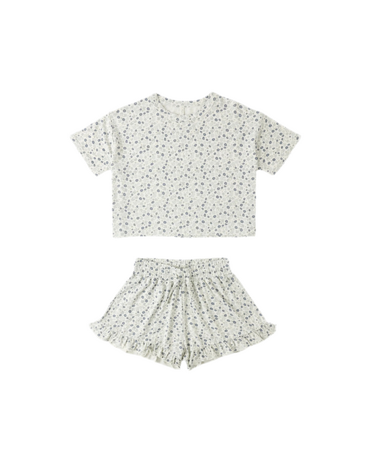 Mosie Set || Blue Ditsy