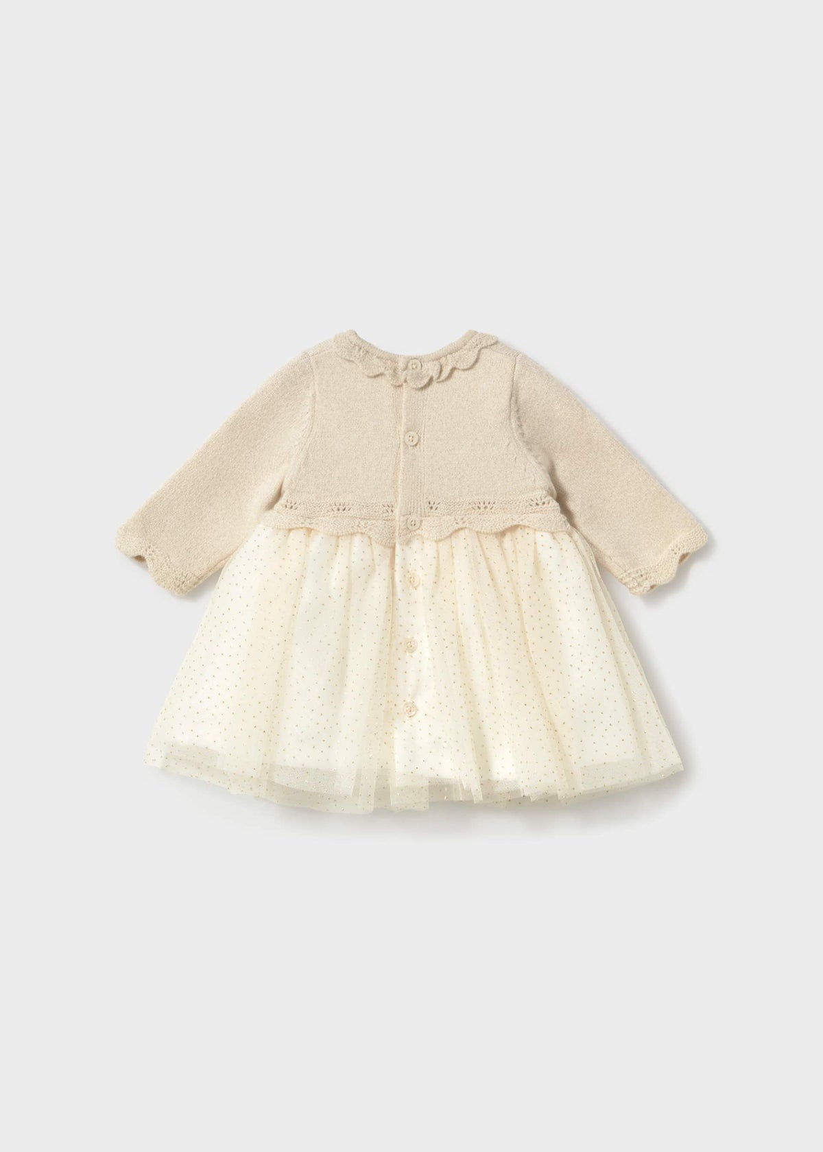Cream Knit Tulle Dress