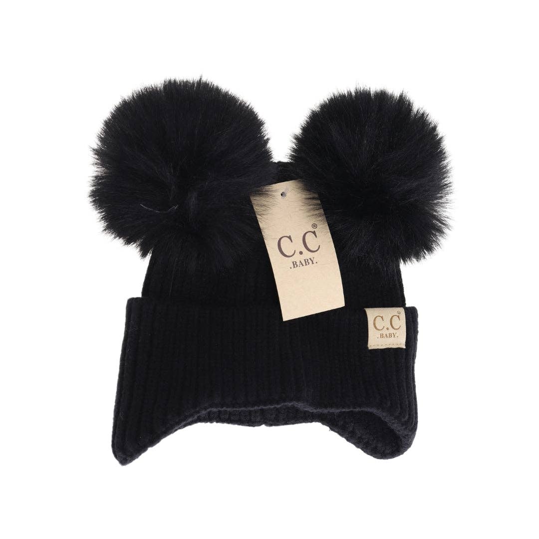 Baby & Toddler Ear Flap Double Pom Beanie