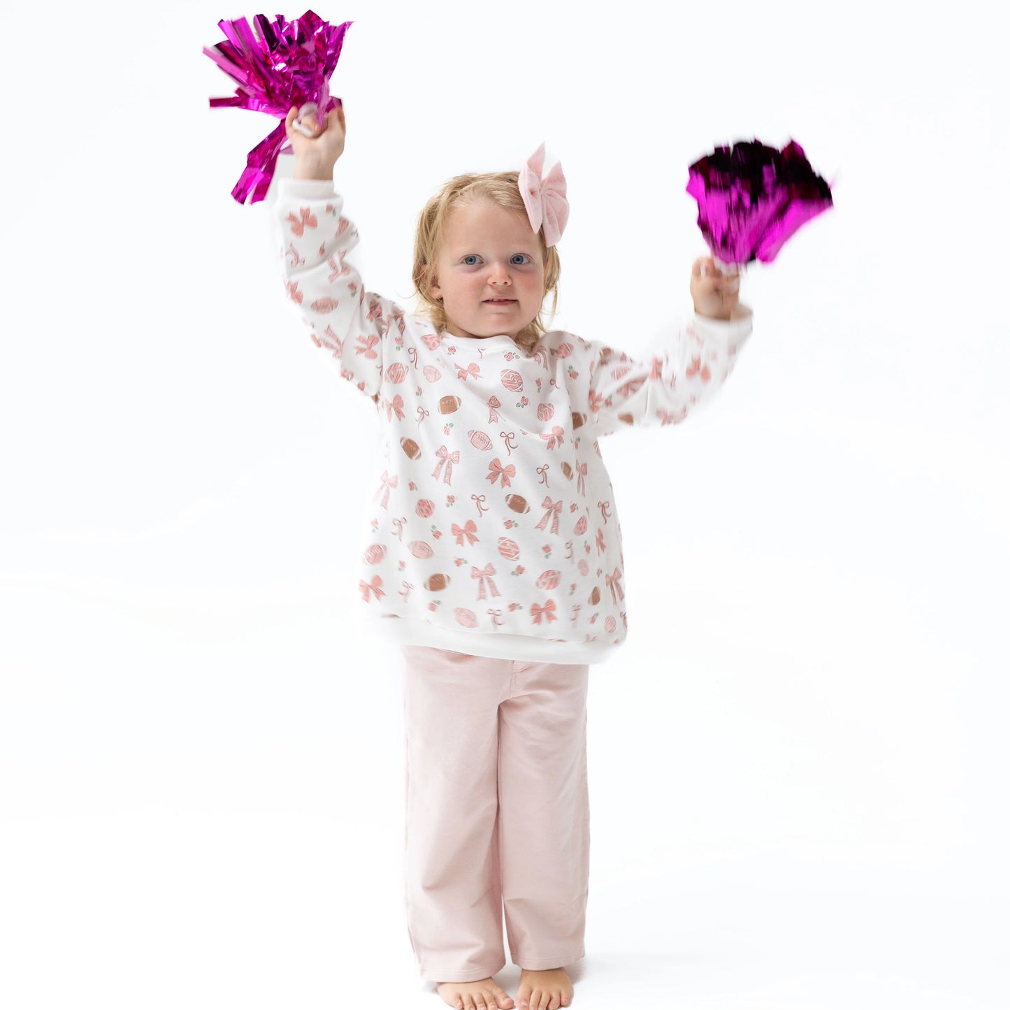 Footballs and Bows Oversized Sweatshirt and Baby Bells