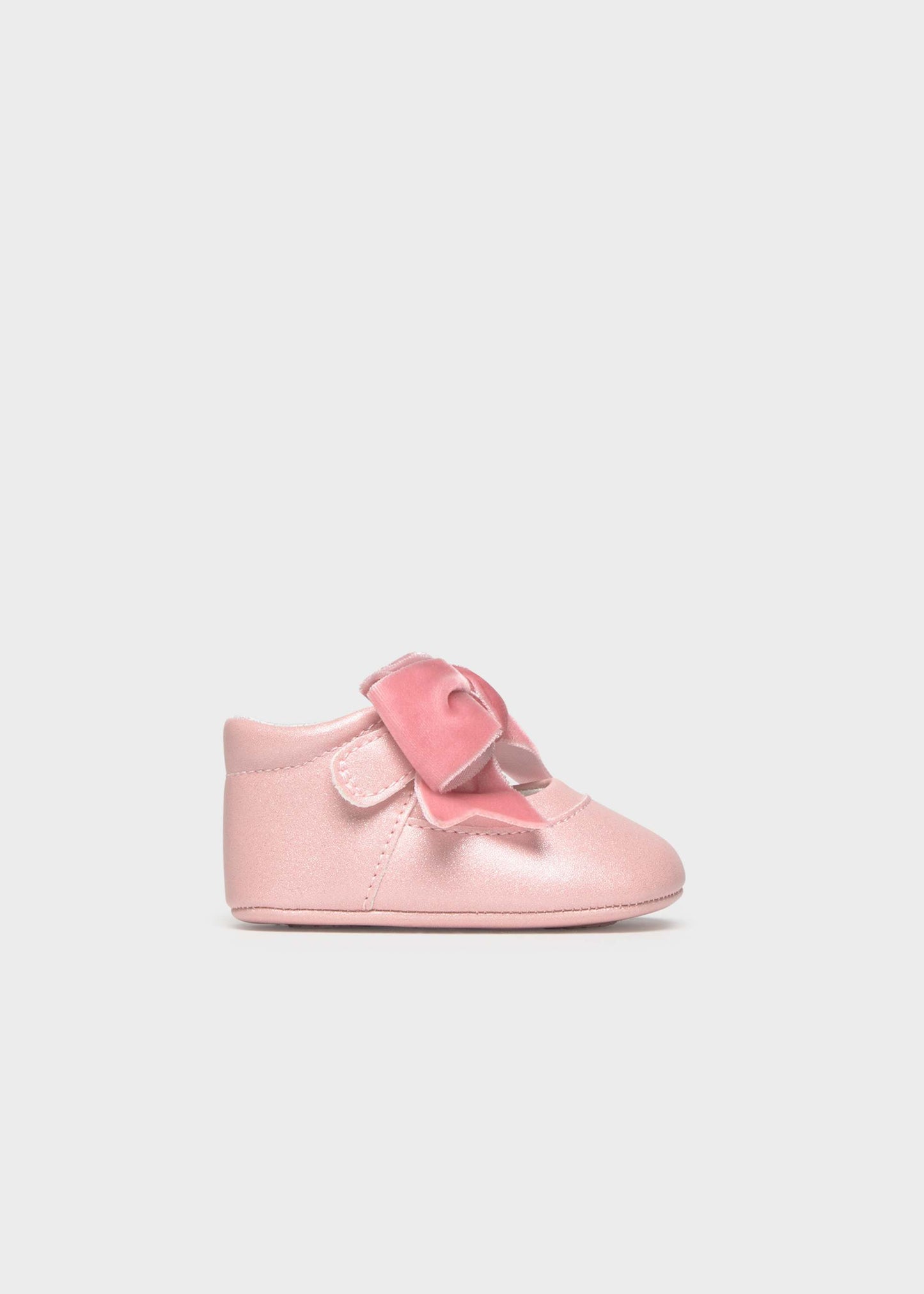 Pink Bow Velcro Crib Shoe