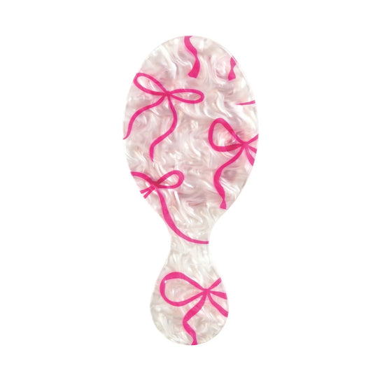 White Pearly Bow Hairbrush