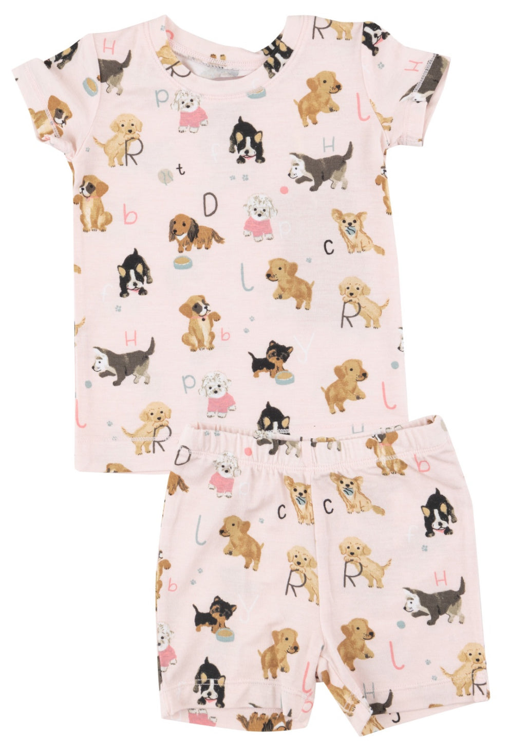 Bamboo Puppy Alphabet Short Loungewear Set