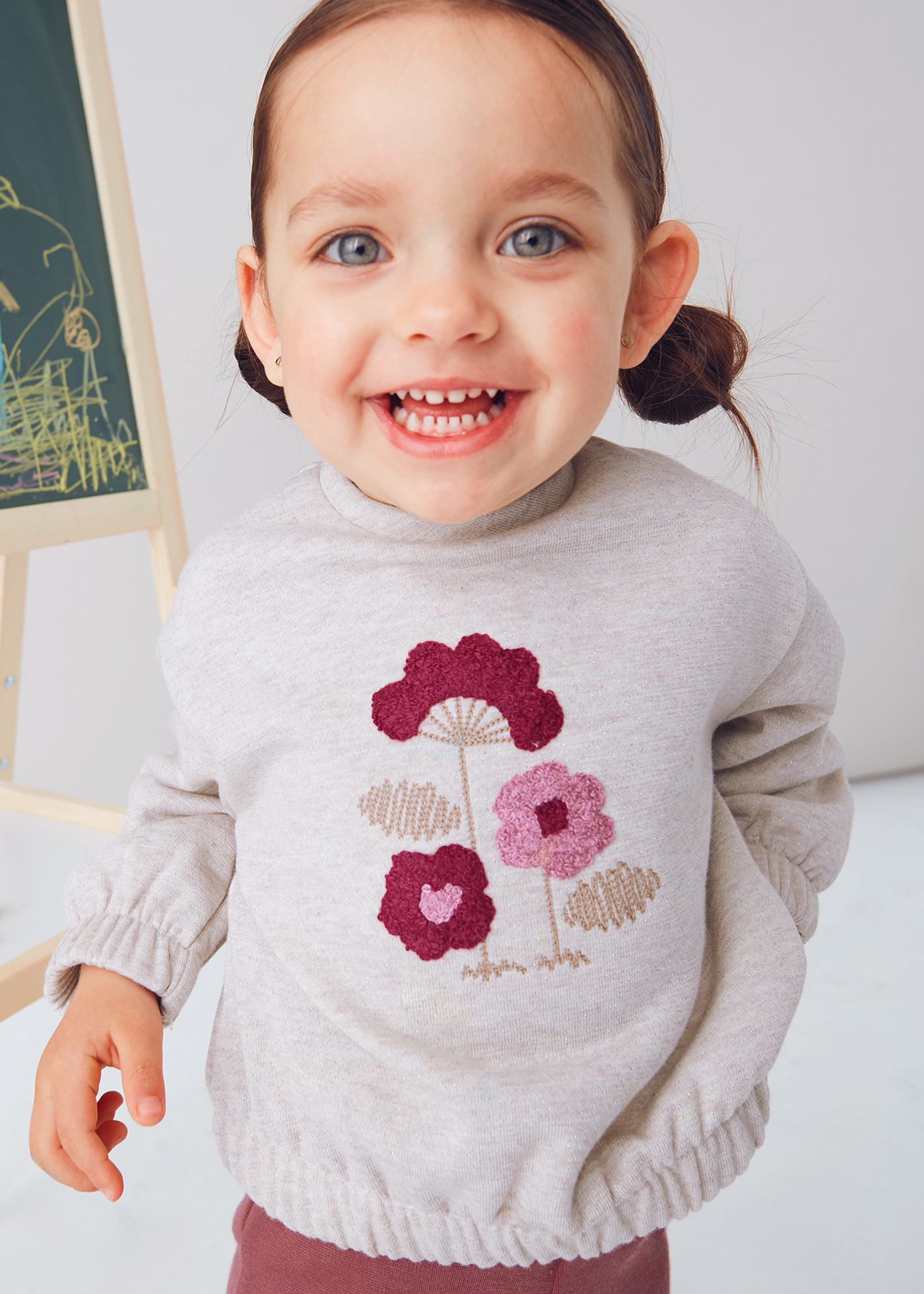 Floral Applique Sweatshirt & Flare Legging Set