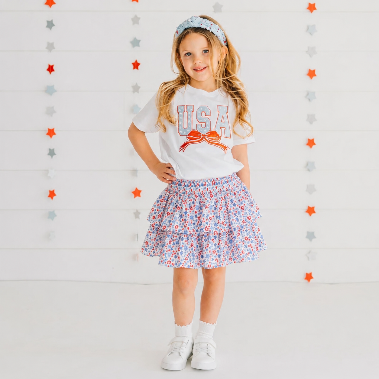 Patriotic Floral Skort