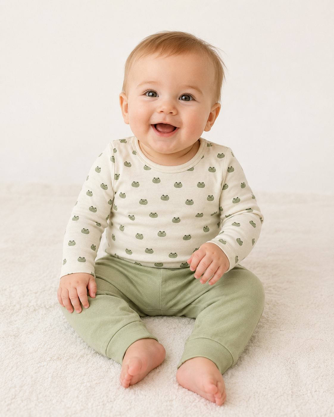 Long Sleeve Bodysuit & Pocket Pants Set Miniature Frogs