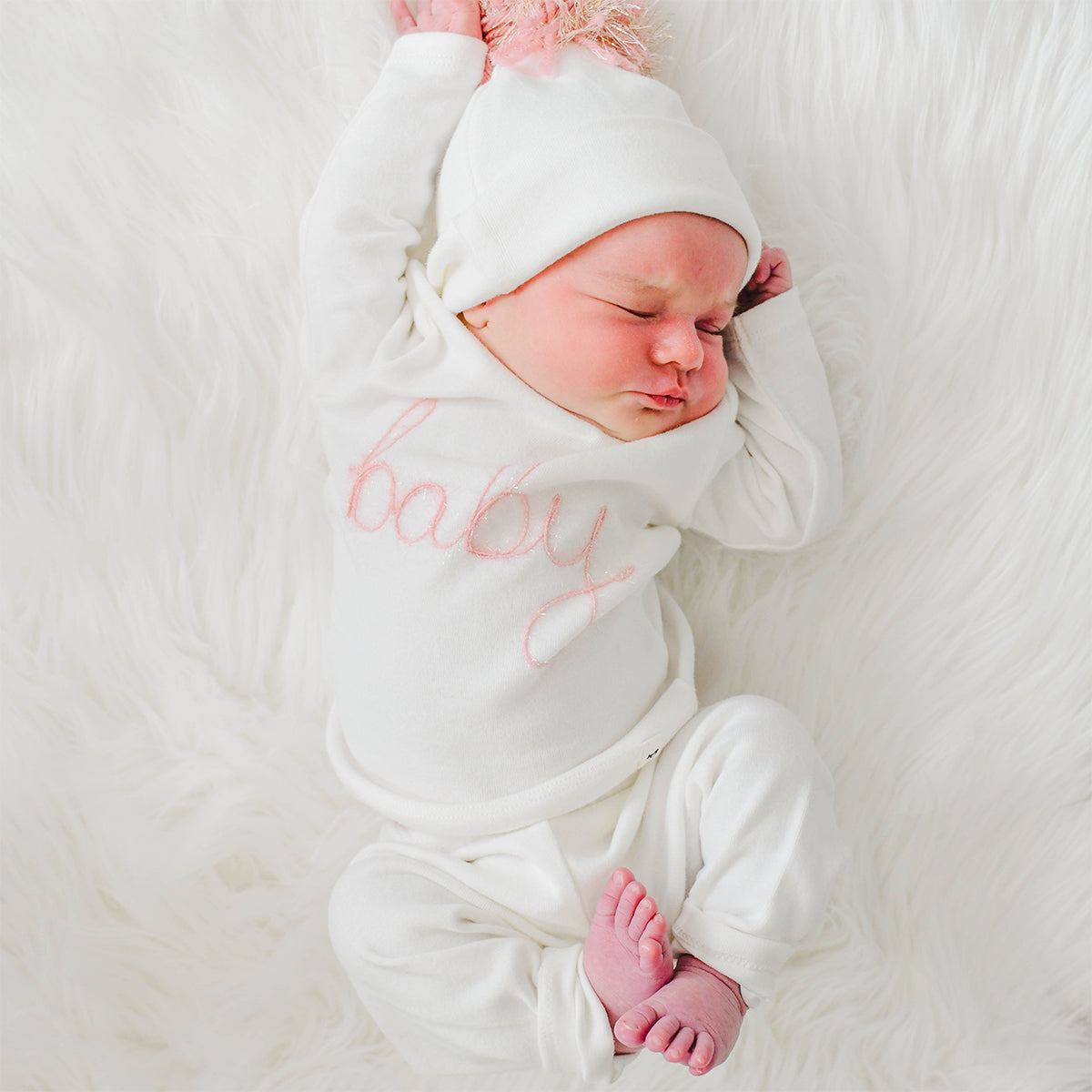 Oh Baby! "Baby" Pink Sparkle 2pc Set - Cream