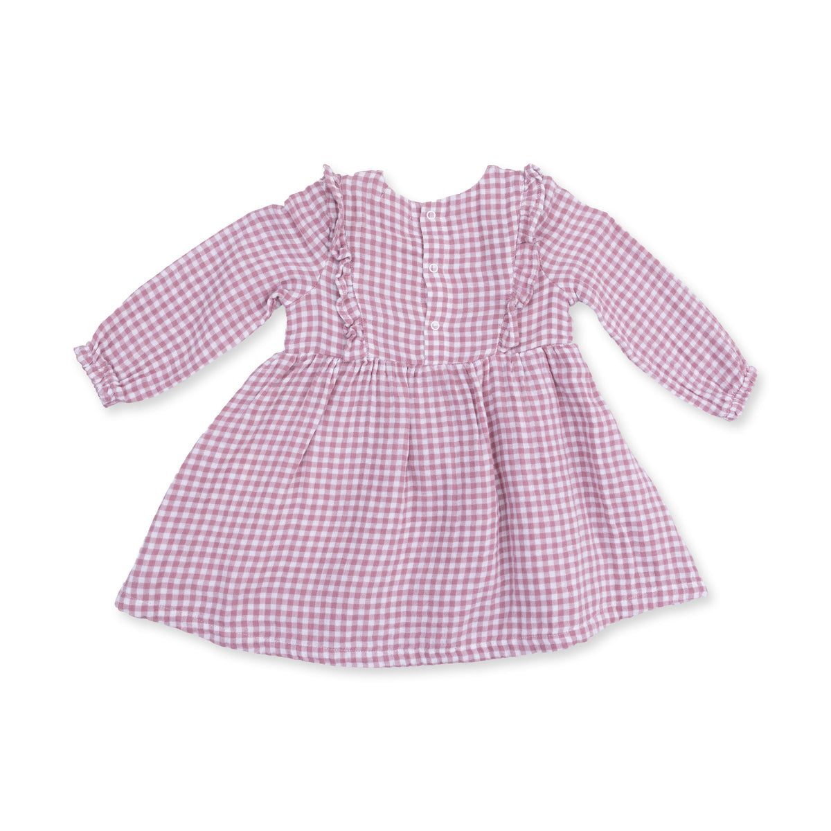 Berry Gingham Long Sleeve Ruffle Bubble With Skirt