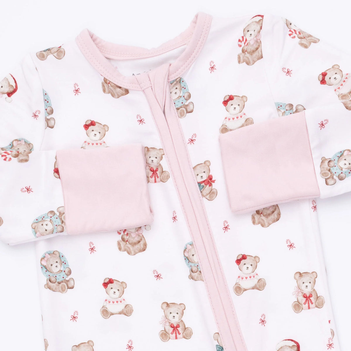 Christmas Teddy Bears Pink Convertible Romper
