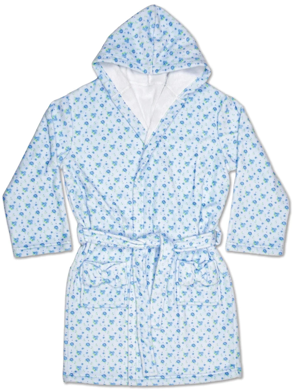 Blue Ditsy Hooded Plush Robe