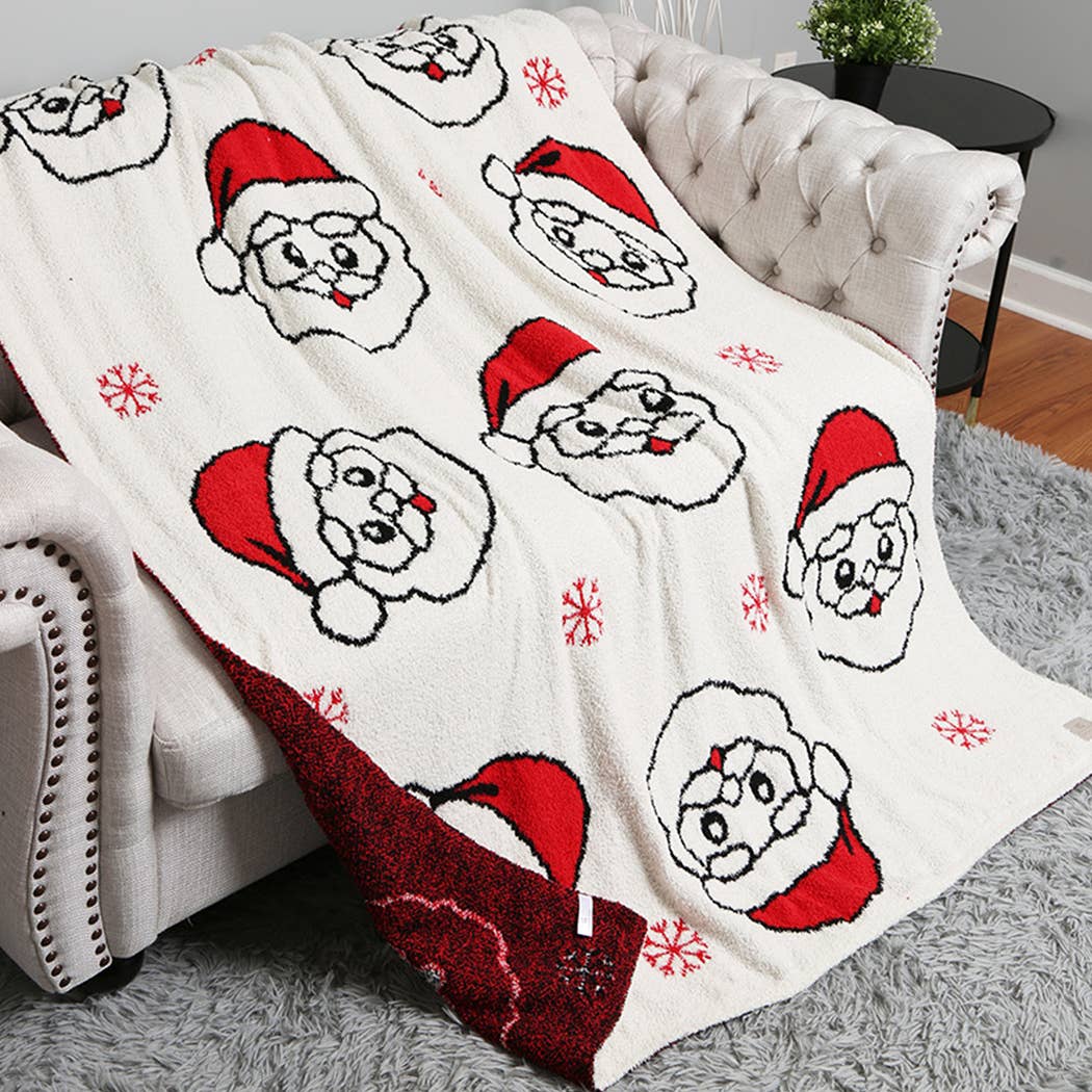 Gingerbread & Santa Print Cozy Soft Throw Blanket