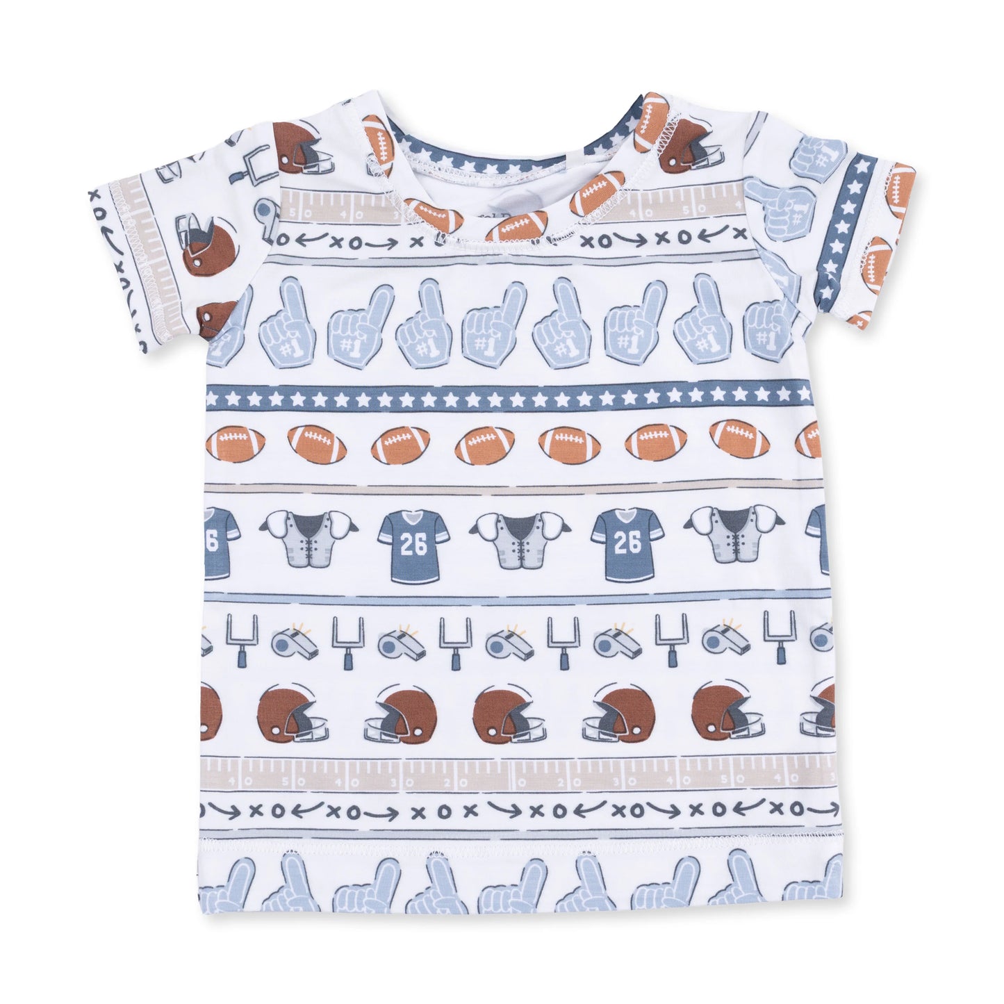 Football Stripe Short Sleeve Loungewear Set
