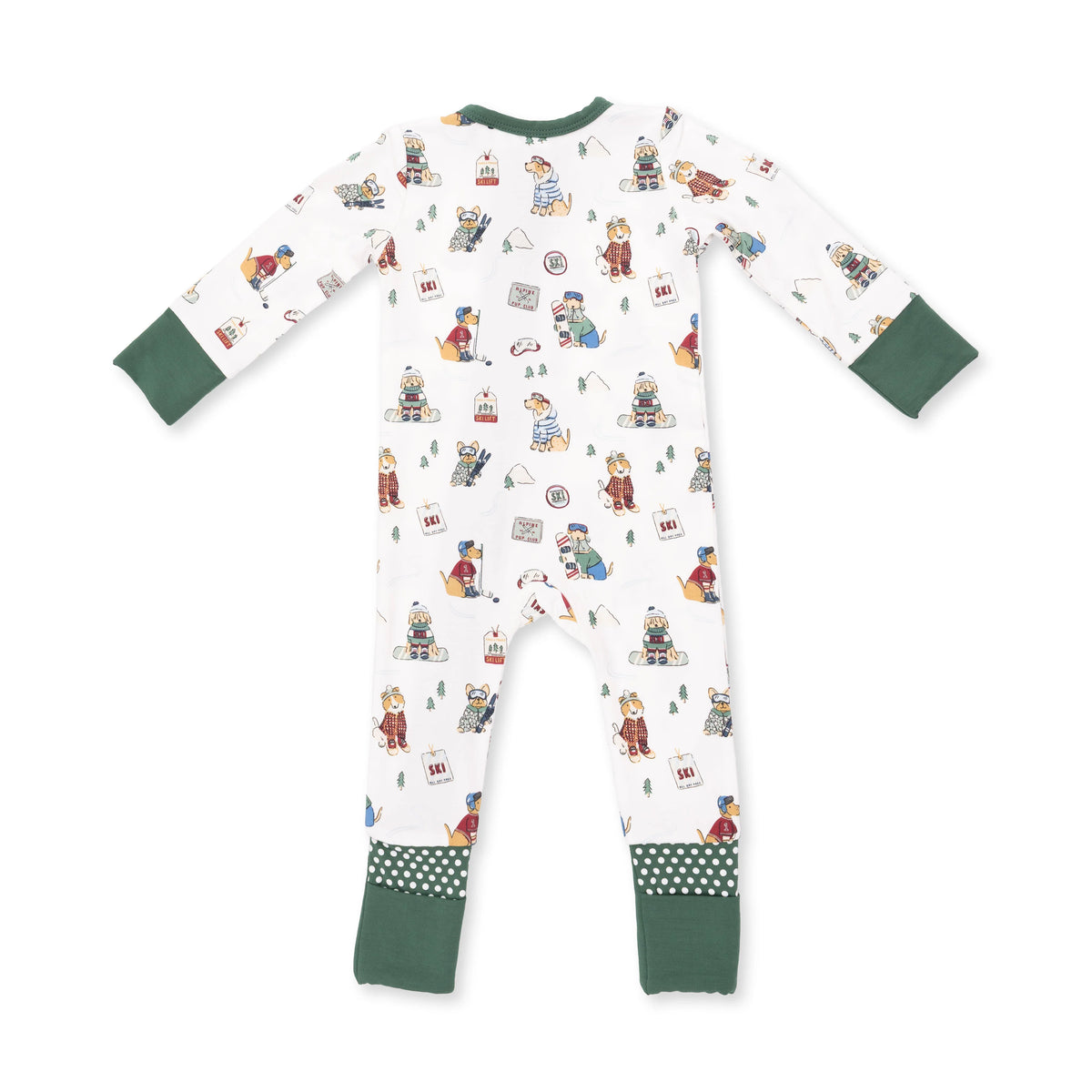 Winter Sports Dogs Green Convertible Romper