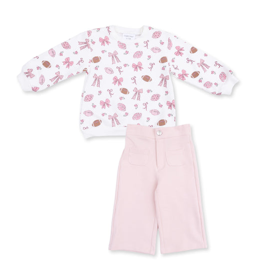 Footballs and Bows Oversized Sweatshirt and Baby Bells