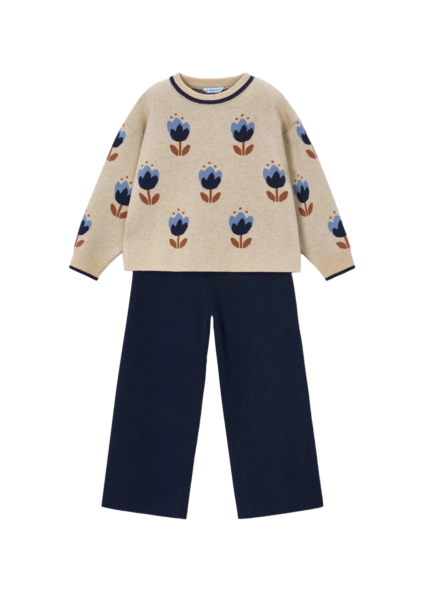 Floral Sweater & Knit Flare Pant Set