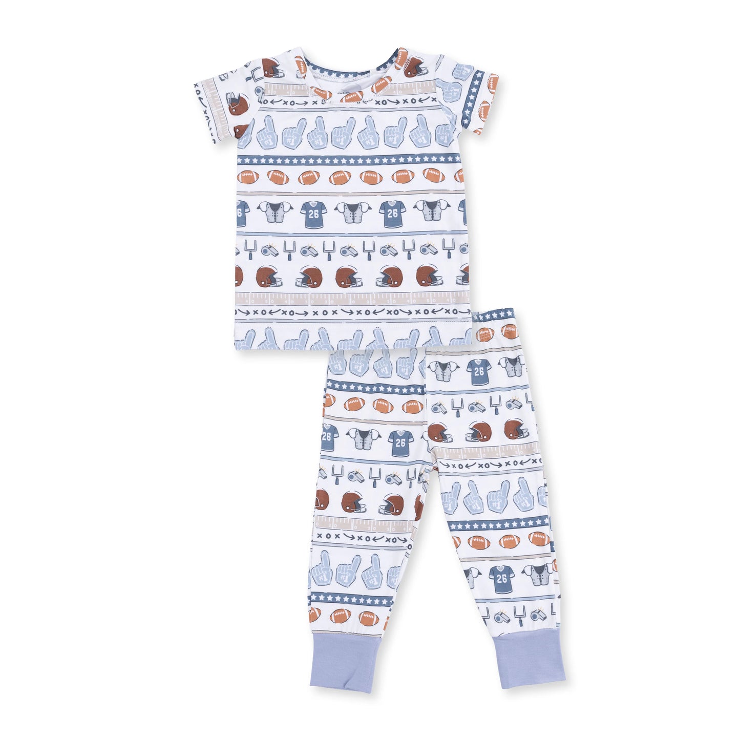 Football Stripe Short Sleeve Loungewear Set