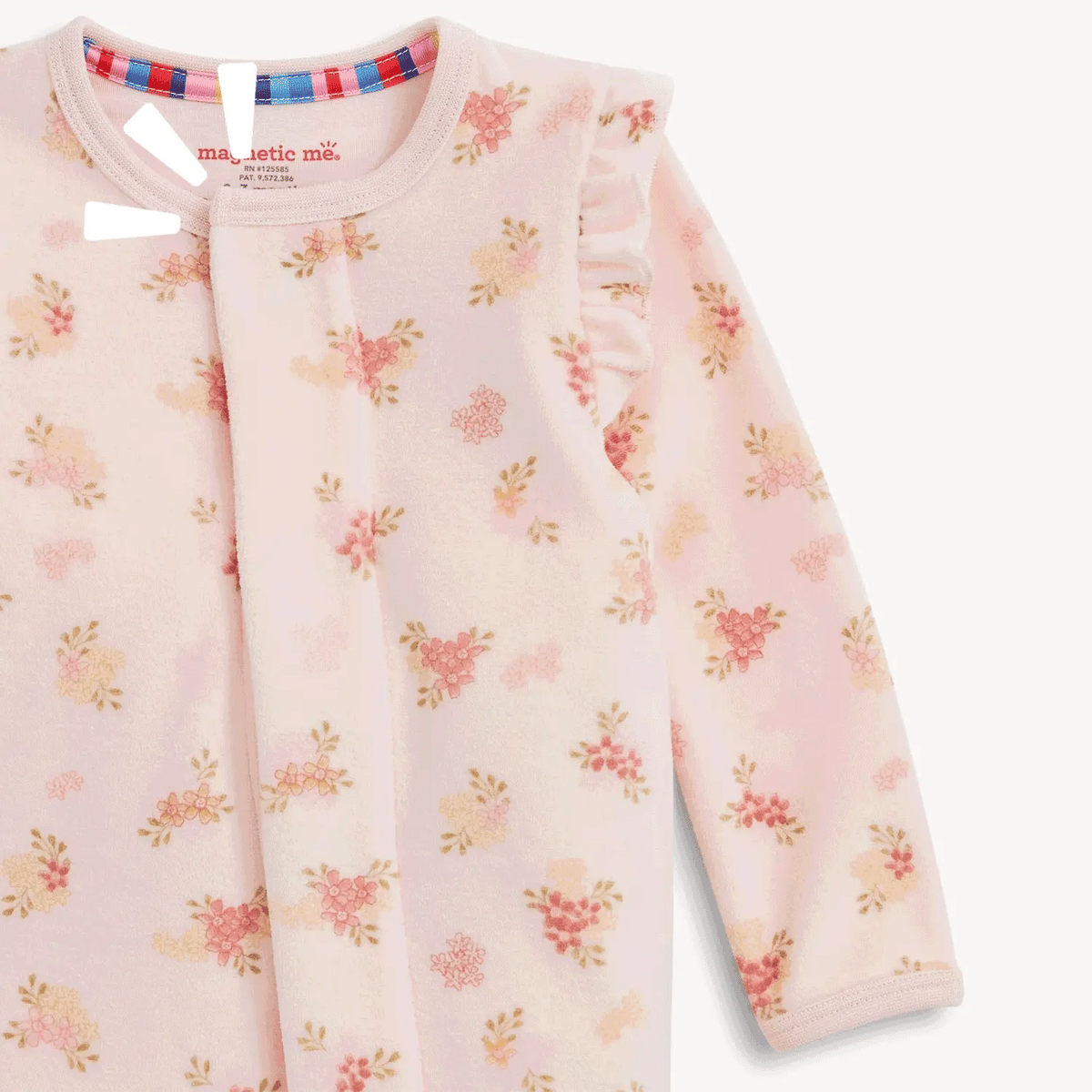 Magnetic Me Floral Girls Velour Magnetic Footie