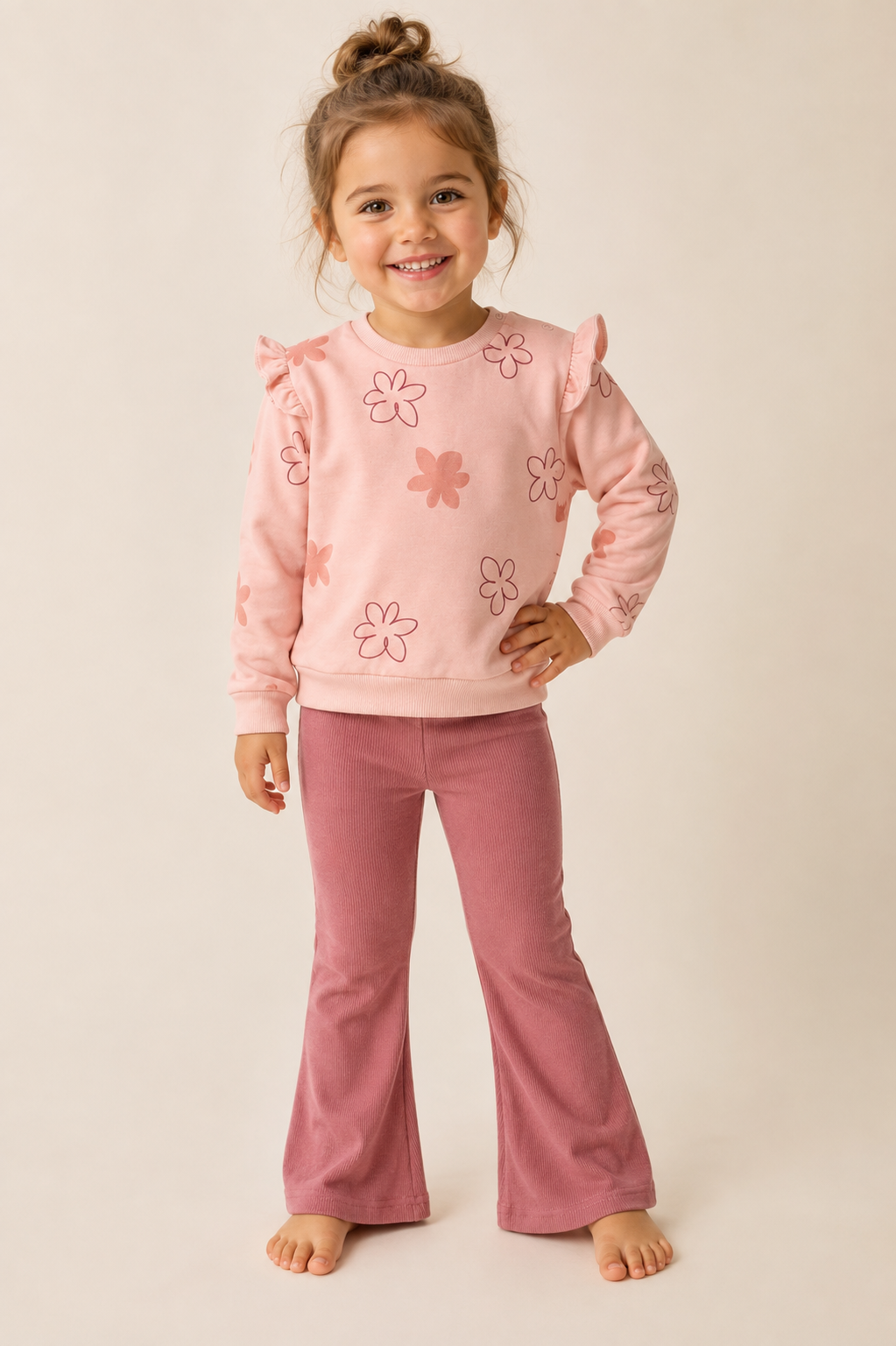 Ruffle Sweatshirt & Flare Plants Daisy Doodle