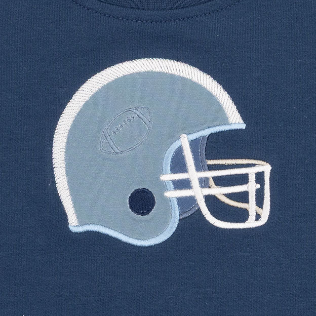 Football Helmets Drop Sleeve Sweatshirt With Varsity Stripes Blue Helmet