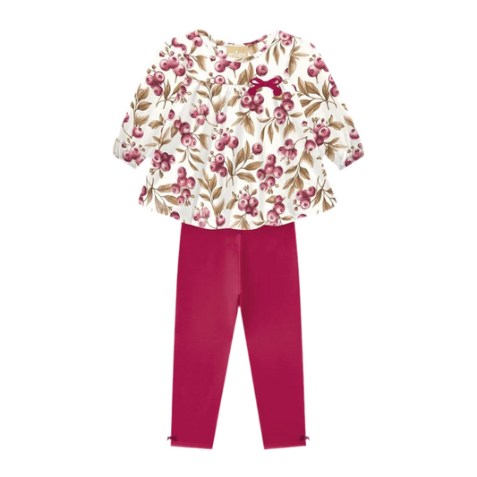 Cream Winter Berry Top & Legging Set