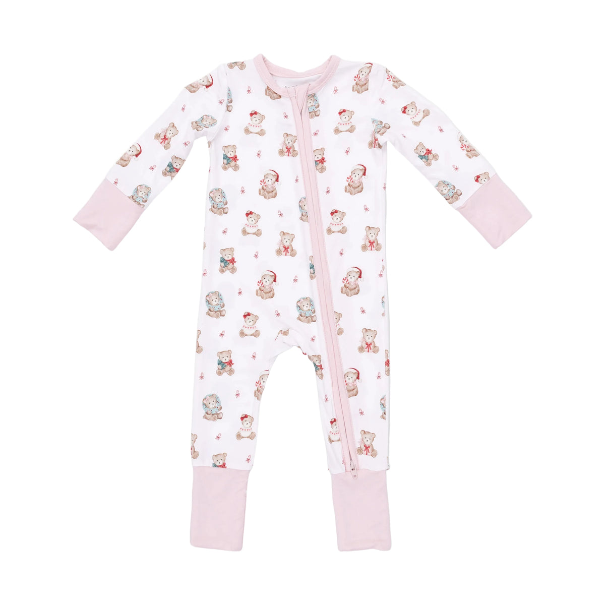 Christmas Teddy Bears Pink Convertible Romper
