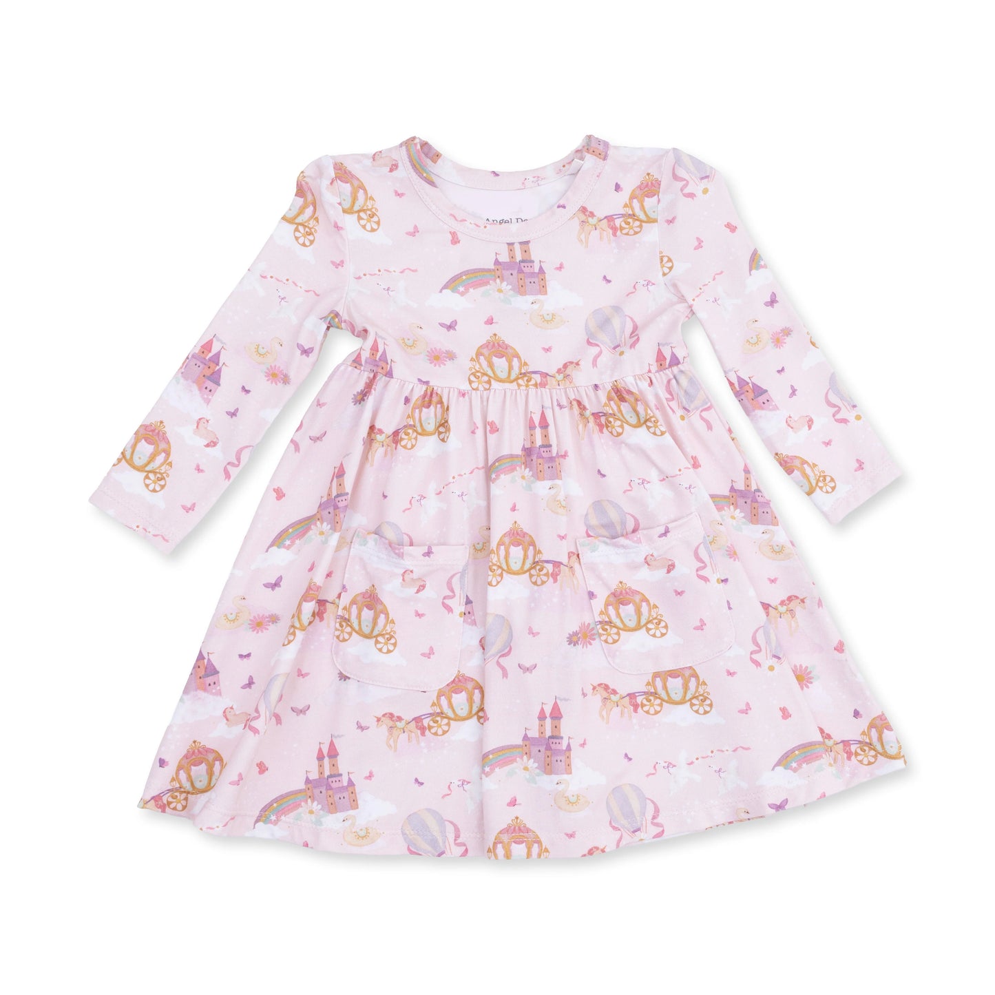 Princess Unicorns and Castle Twirly Long Sleeve Dress with Bike Short