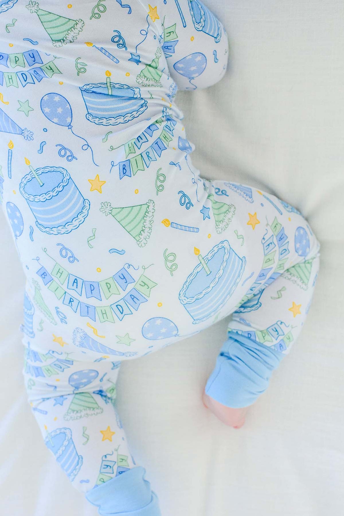 Bamboo Convertible Zipper Romper | Birthday Bash Blue