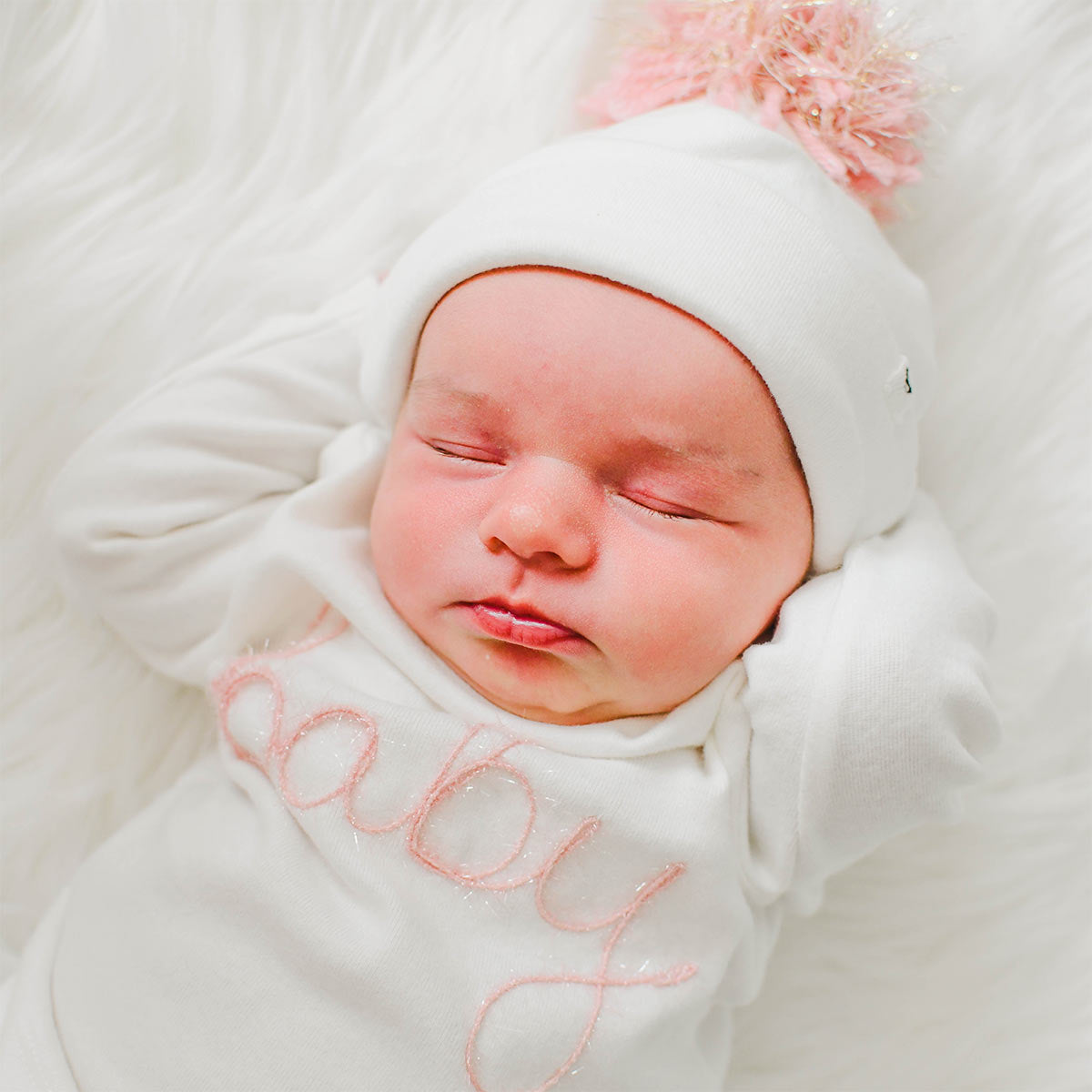 Oh Baby! "Baby" Pink Sparkle 2pc Set - Cream