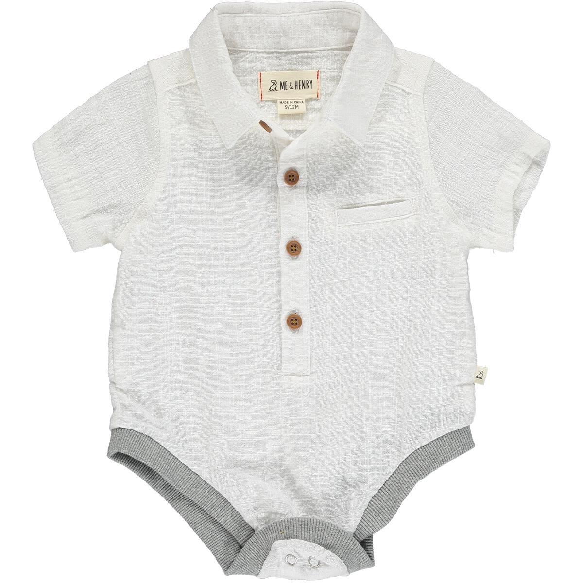 Helford White Woven Onesie