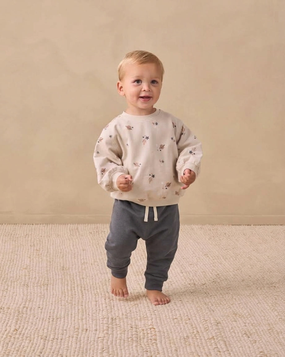Oversized Crew Sweatshirt Space & Drawstring Pant Midnight