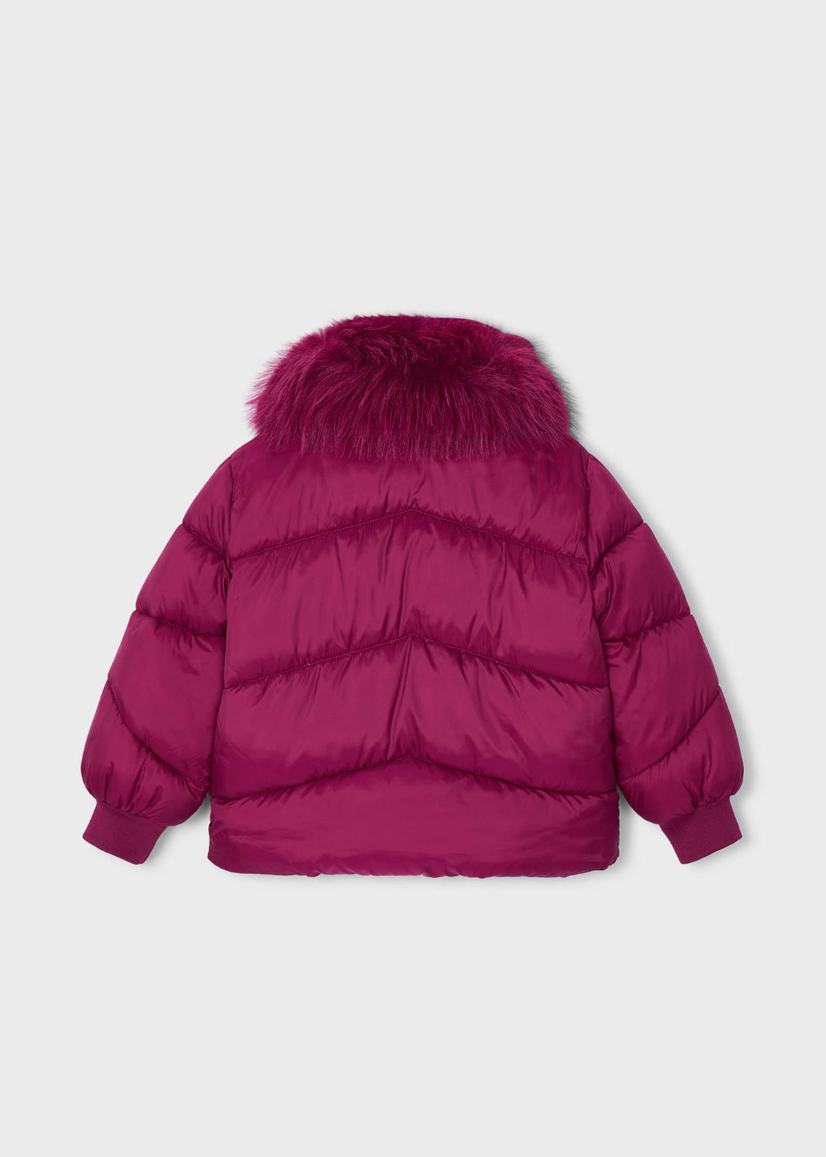 Raspberry Jacket With Fur Neck