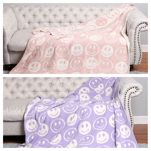 Happy Face Patterned Throw Blanket 50L x 60W