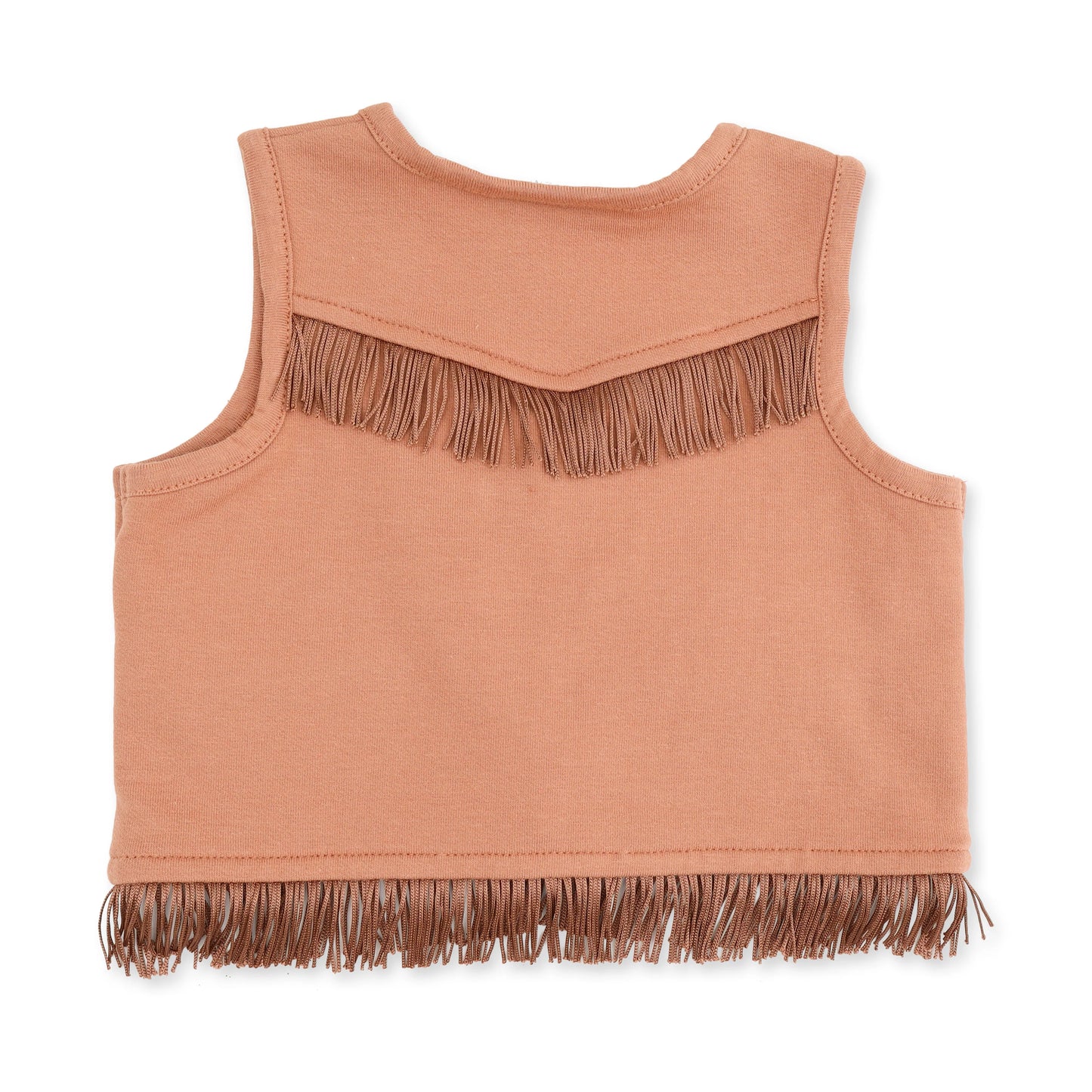 Solid Mocha Mousse Western Fringe Vest