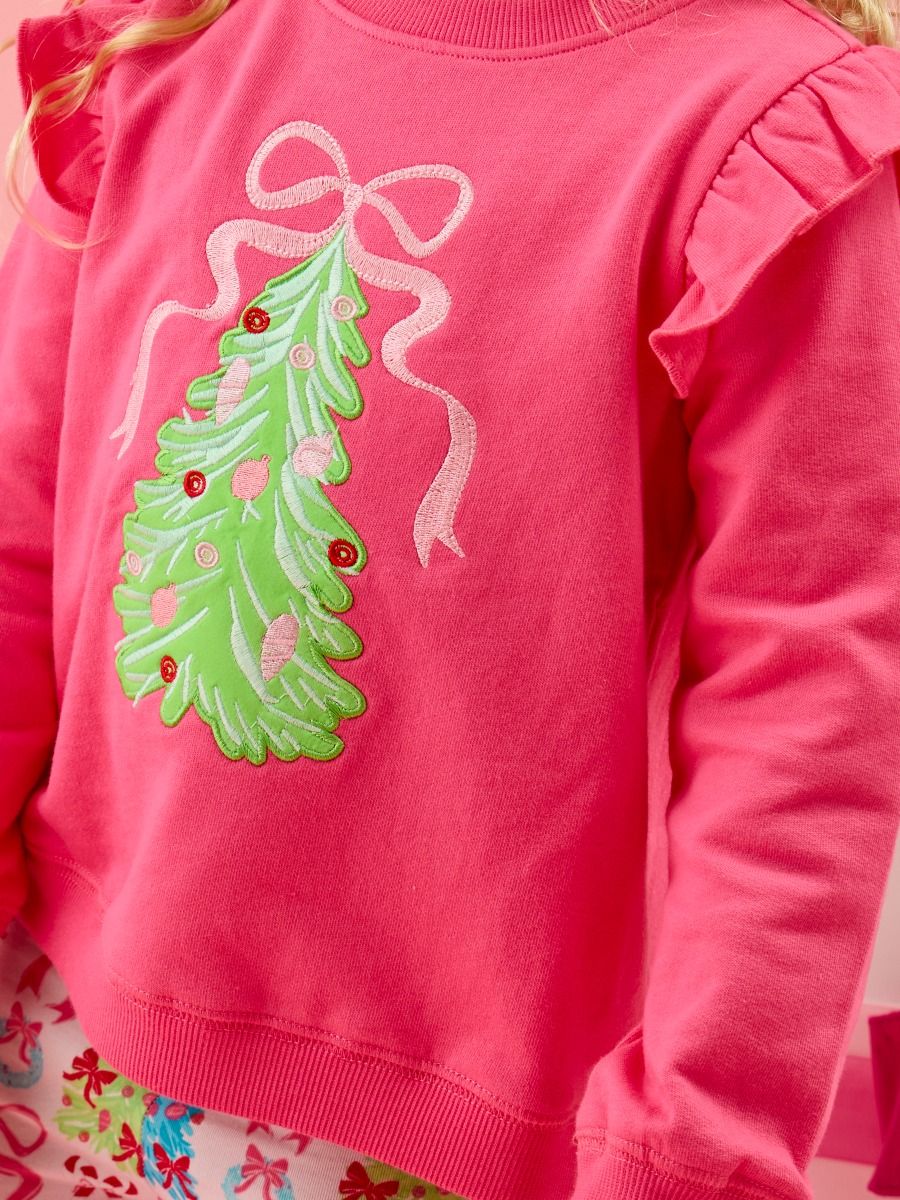 Christmas Tree Appliqué Flutter Sweatshirt