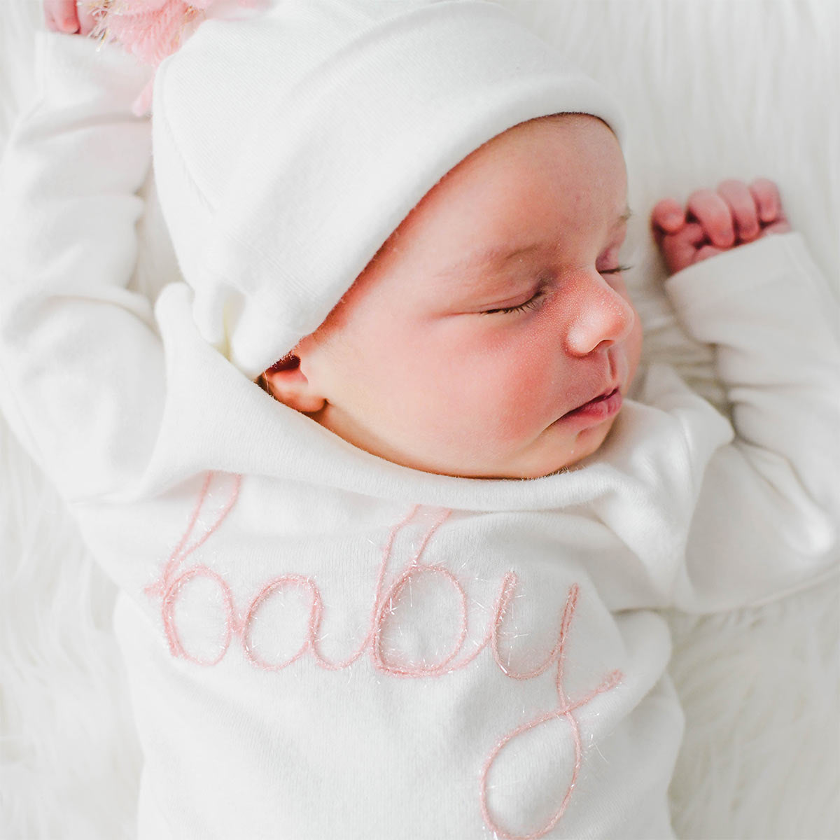 Oh Baby! "Baby" Pink Sparkle 2pc Set - Cream