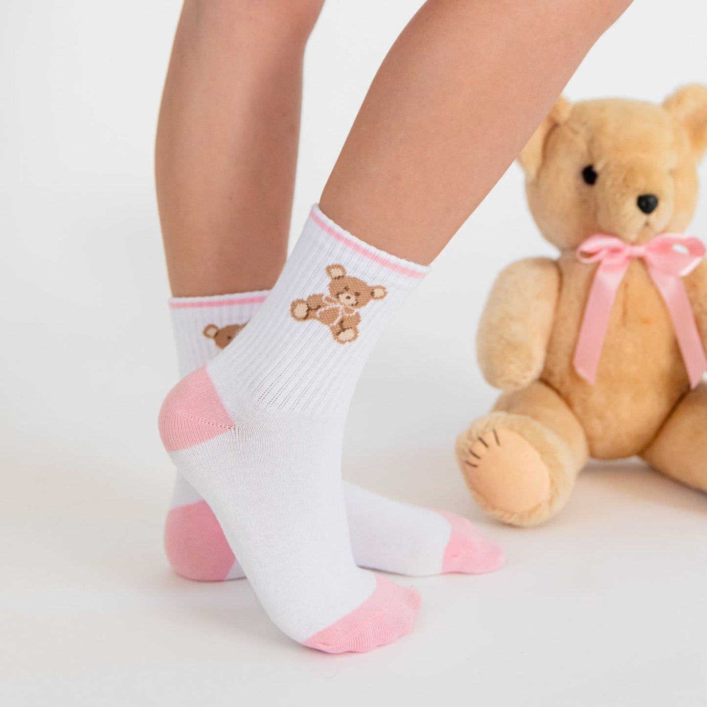 Crew Socks 3-Pack Teddy Bow