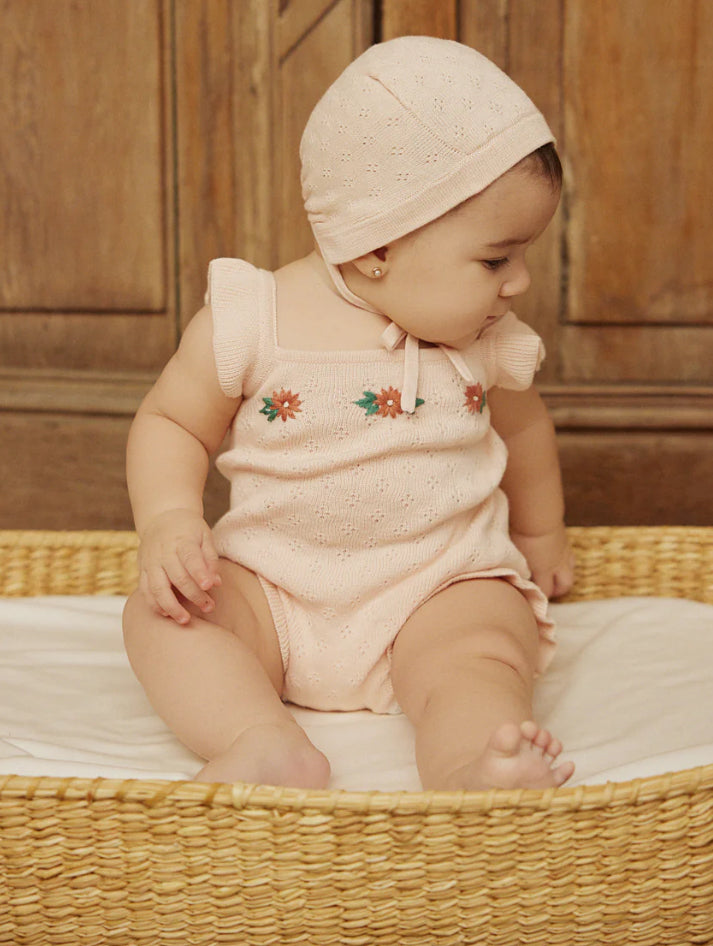 Embroidered Romper Baby pink